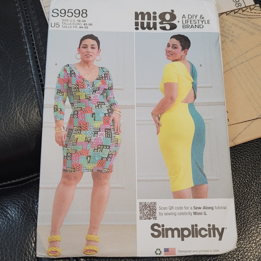 Simplicity Mimi G S9598 Knit Dress Sewing Pattern Twist Back Cutout Size 16-24
